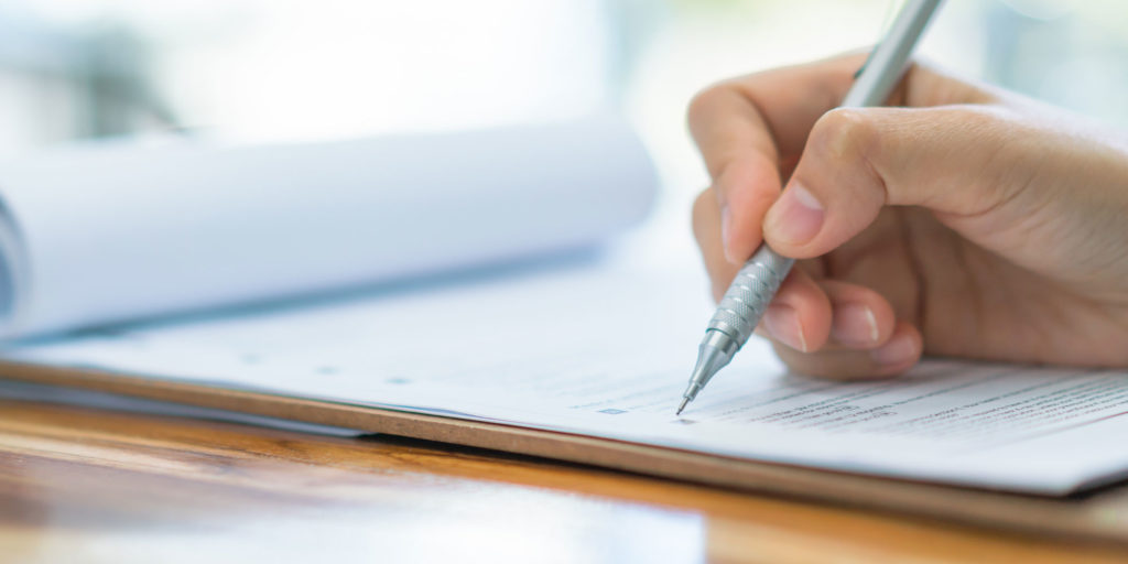 dental patient filling out form